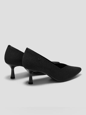 VIVAIA Size 38.5 (7.5) Anna Pointed-Toe Mid Heels - Black